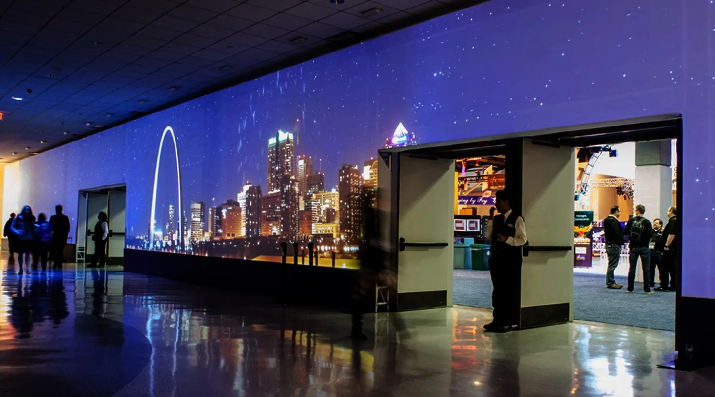 Video Tapestry – USITT 2017, lobby installation, photograph 1